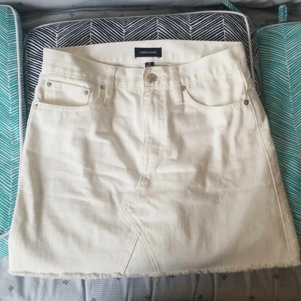 Denim Jean Skirt in Ivory Wash